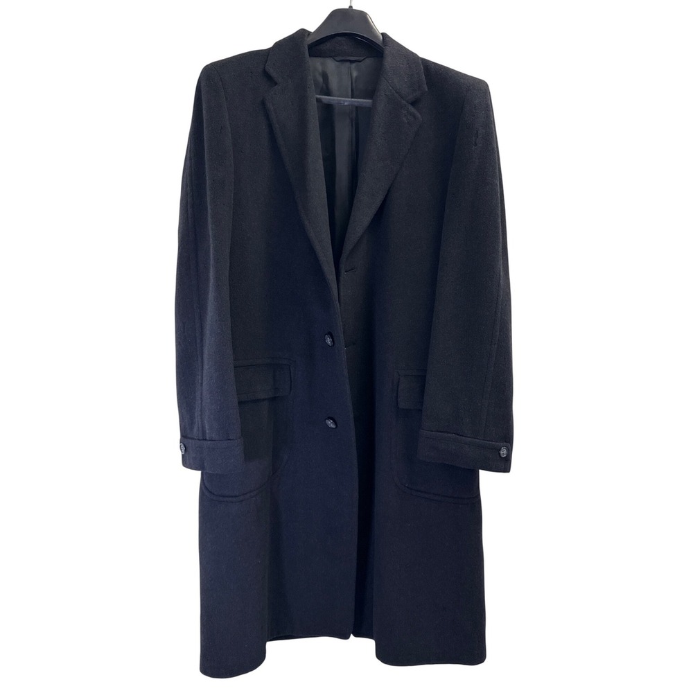 Hampshire Clothes Mens‎ Black 100% Cashmere Overcoat Long Trench Coat Vandevers